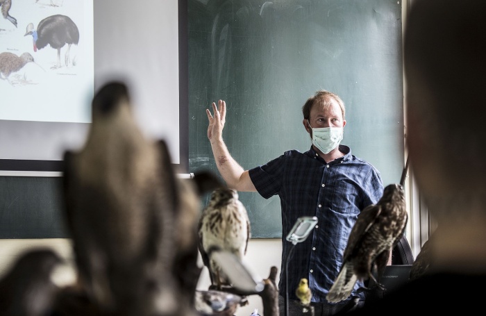 Scientist Radek Lučan back in the classroom after restrictions were lifted. May 2020.