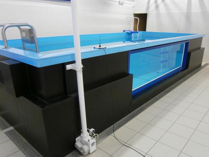Měření probíhala v tréninkovém bazénu na Fakultě tělesné výchově a sportu UK