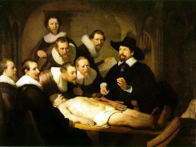 Rembrandt van Rijn: Hodina anatatomie doktora Tulpa (rok 1632). Ilustrační foto