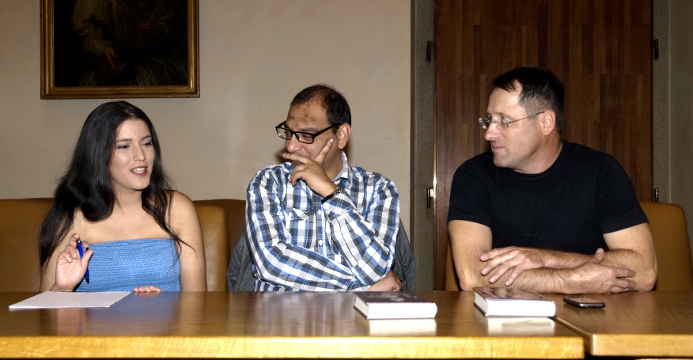 From left:  Shani Boianjiu, Yasar Abu Ghosh and  gender studies Professor Petr Pavlik