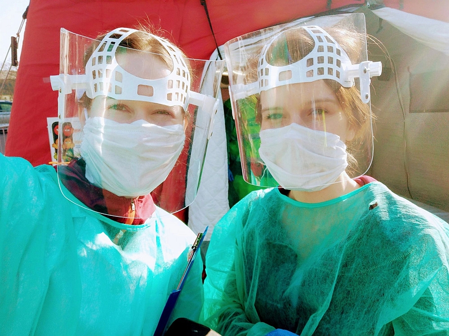 Charles University medical students on the front lines during the COVID-19 pandemic.
